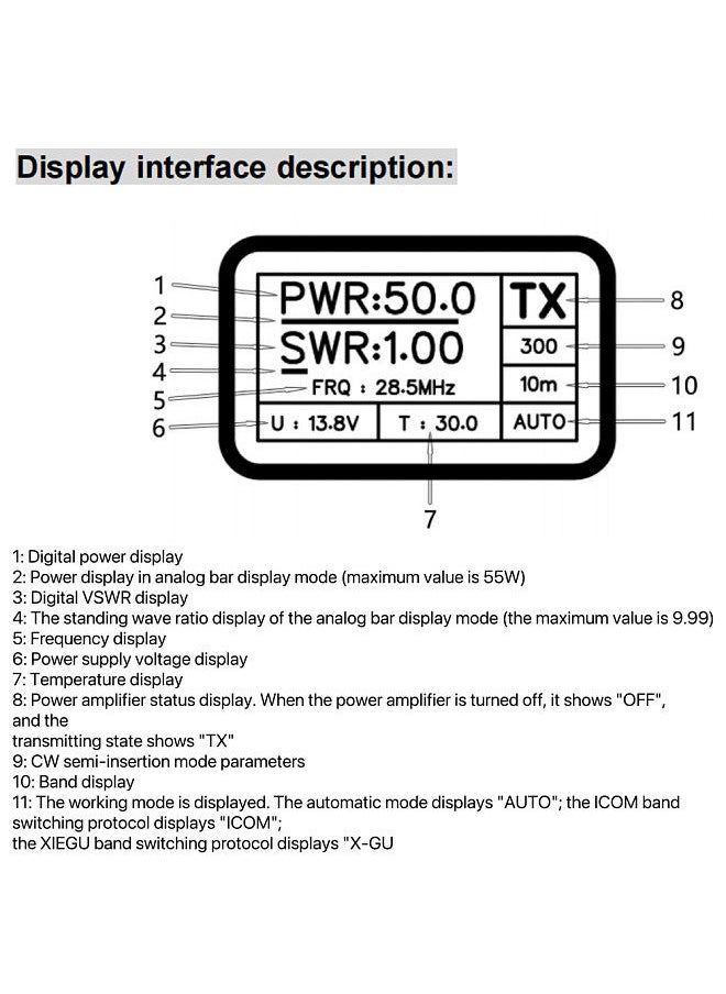Generic - 50W 3.5MHz-28.5MHz Micro PA50 Digital Display Intelligent Shortwave HF Power Amplifier with Power / SWR Meter + LPF Filter For Radios - Image 1