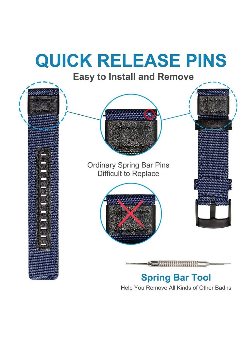 Strap Band Cloth Nylon For 22MM Compatible With Samsung galaxy watch 3 45mm /watch 46mm/Gear S3/Huawei watch GT2E/GT (42mm,46mm)/GT2 Pro/GT2 46MM/honor Magic Watch2 46mm/Amazfit GTR 47mm/GTR 2/2e (Blue) - Image 4