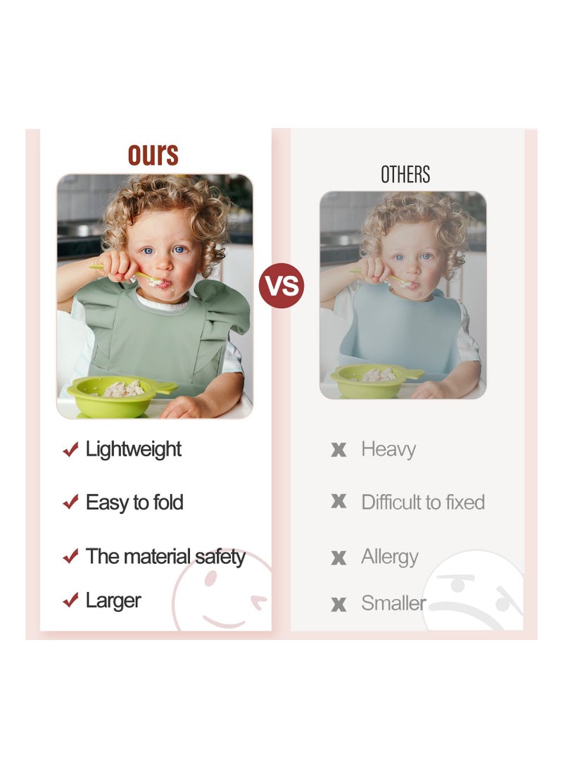 SOLARAE 3-Pack Silicone Baby Bibs, Waterproof & Washable Toddler Feeding Bibs with Food Catcher, Soft & Easy Wipe Design for Boys and Girls, Perfect for Home and Travel Feeding Supplies. - Image 5