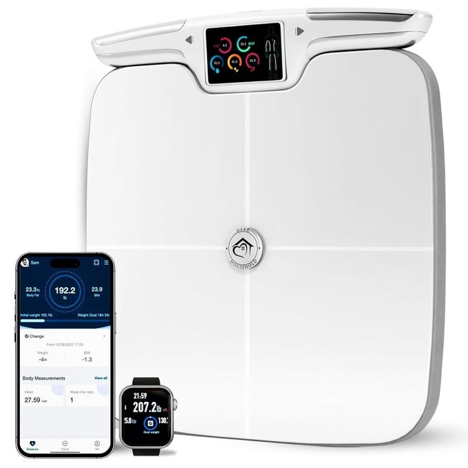 PREMIUM SMART DIGITAL BODY WEIGHT SCALE FSA OR HSA ELEGIBLE 8 ELECTRODES 56METRICS RECHARGEABLE WIFI BLUETOOTH FULL BODY ANALYSIS TRACK BODY FAT MUSCLE MASS FAT PERCENTAGE SLEEK DESIGN