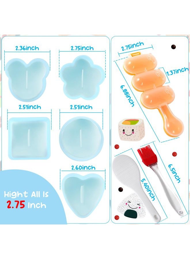 MLRYH Onigiri Maker Mold Kit, 8 Pcs Sushi Musubi Mold with Rice Paddle, Brush for Kitchen, BPA Free, Durable, Polypropylene, Small, Round, All Seasons, Star Pattern - Image 2