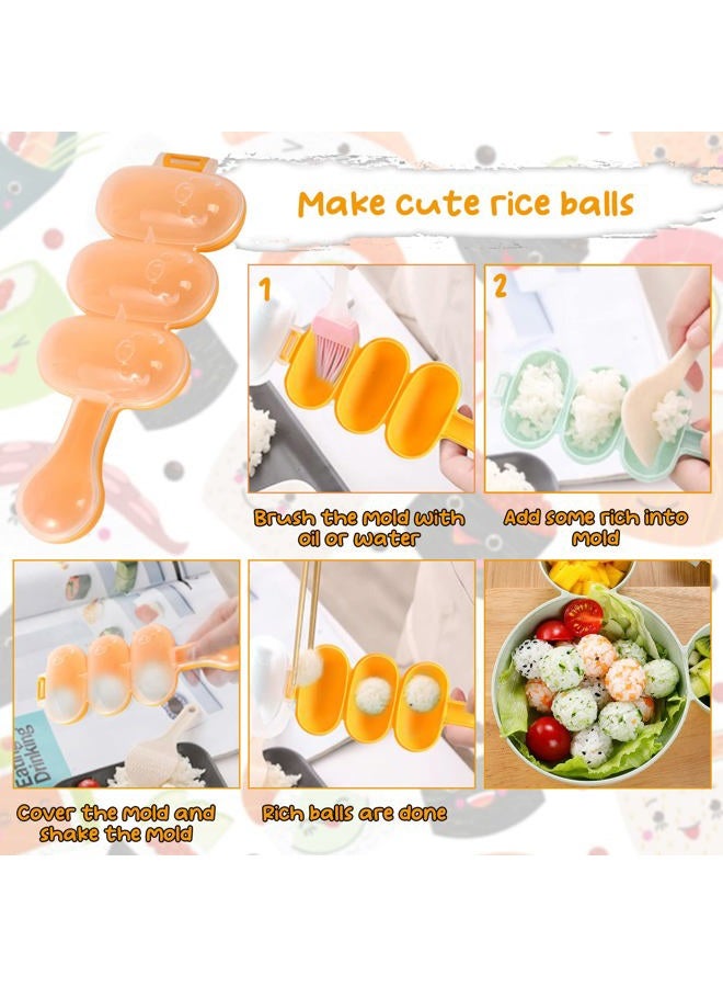 MLRYH Onigiri Maker Mold Kit, 8 Pcs Sushi Musubi Mold with Rice Paddle, Brush for Kitchen, BPA Free, Durable, Polypropylene, Small, Round, All Seasons, Star Pattern - Image 5