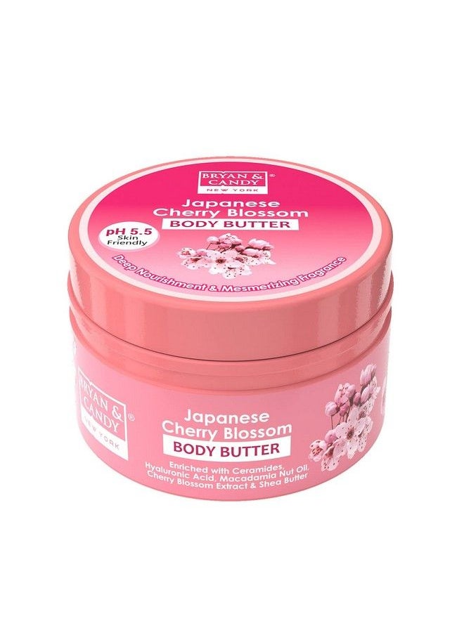 BRYAN & CANDY Cherry Blossom Body Butter Ph 5.5 For 72Hrs Moisturization. Enriched With Ceramides Hyaluronic Acid Cherry Blossom Extract & Shea Butter; Nonsticky Moisturizer For Women & Men (200Gm)  - Image 2