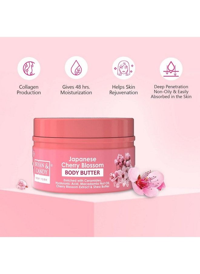 BRYAN & CANDY Cherry Blossom Body Butter Ph 5.5 For 72Hrs Moisturization. Enriched With Ceramides Hyaluronic Acid Cherry Blossom Extract & Shea Butter; Nonsticky Moisturizer For Women & Men (200Gm)  - Image 4