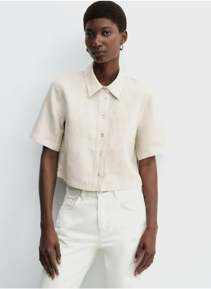 مانجو Button Down Crop Shirt