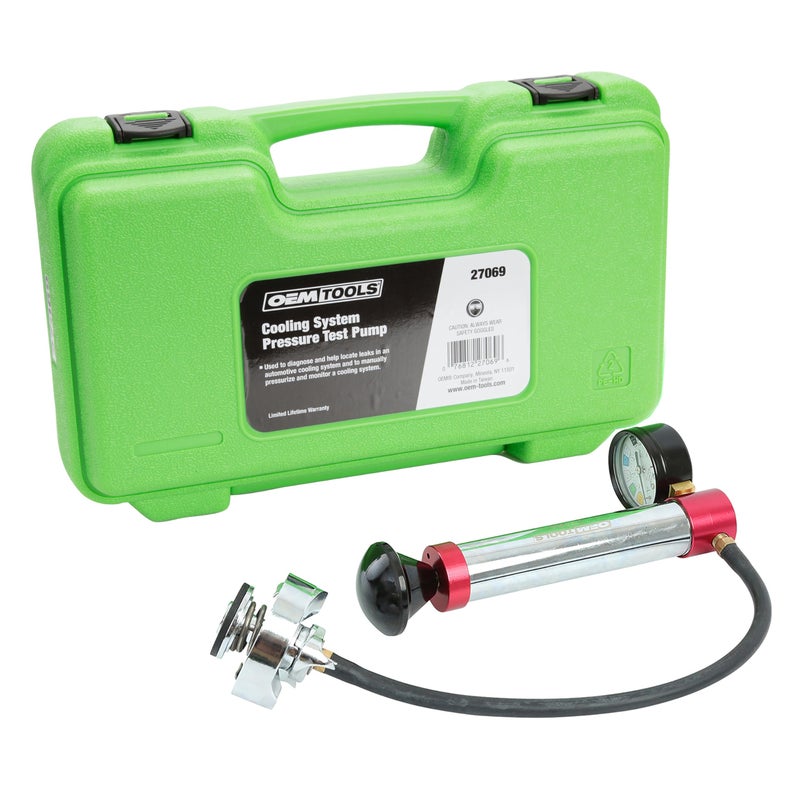 OEMTOOLS 27069 Cooling System Pressure Test Pump Near Universal Cooling System Pressure Tester Diagnose and Locate Leaks Compatible with Most Adapters