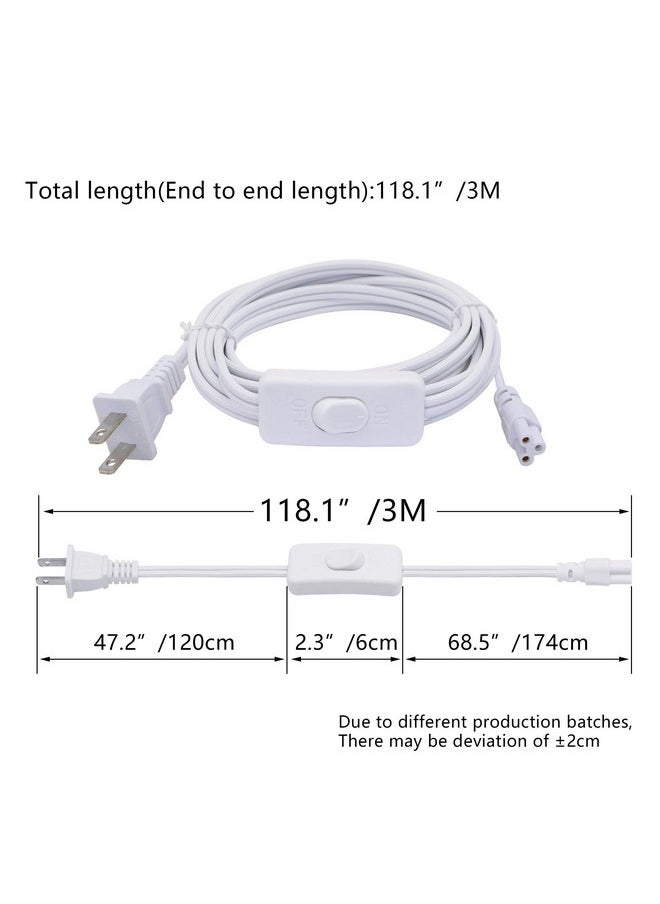سين لون - سلك توصيل الطاقة لمصباح LED T5 T8 بقياس 18AWG حاصل على شهادة UL-LP من SinLoon مع قابس أمريكي للتشغيل/الإيقاف لأنبوب الإضاءة LED T5 T8 كابل تمديد متكامل (9.8 قدم طول) - Image 1