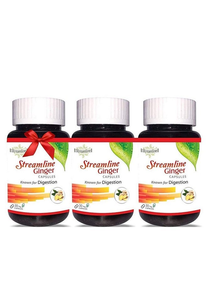 Streamline Ginger Capsules - Helps in Digestion - Pack of 3 Each Contains 30 Veg. Capsules - Image 2
