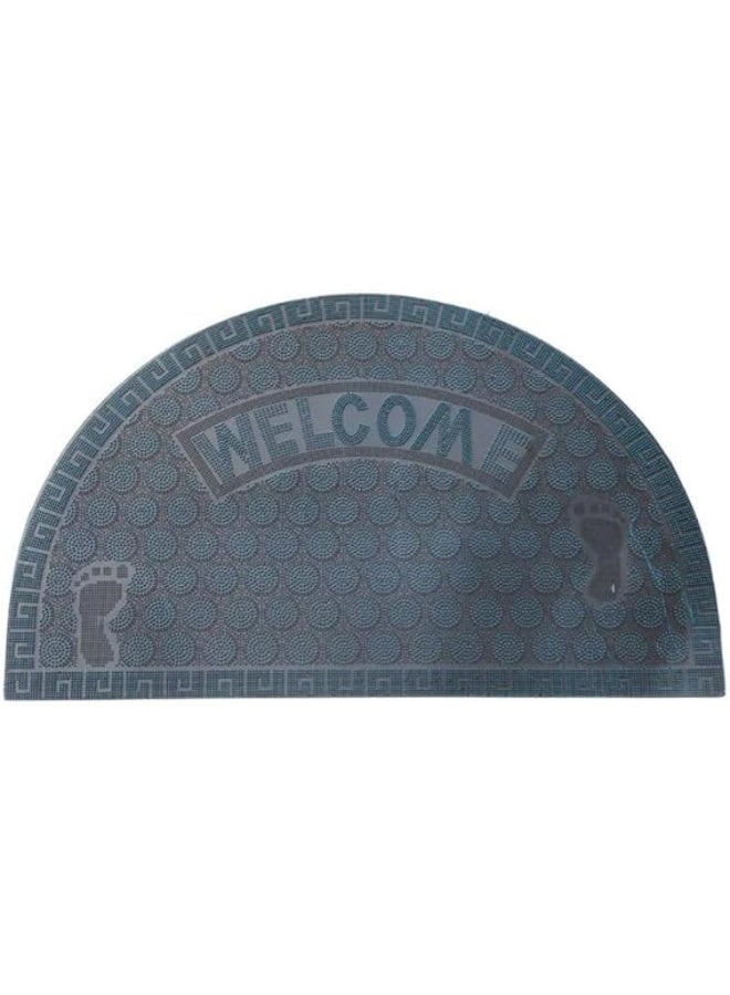 Non-slip semi-circular welcome mat – rubber entrance mat for dirt collection and shoe cleaning, for indoor and outdoor use - Image 1