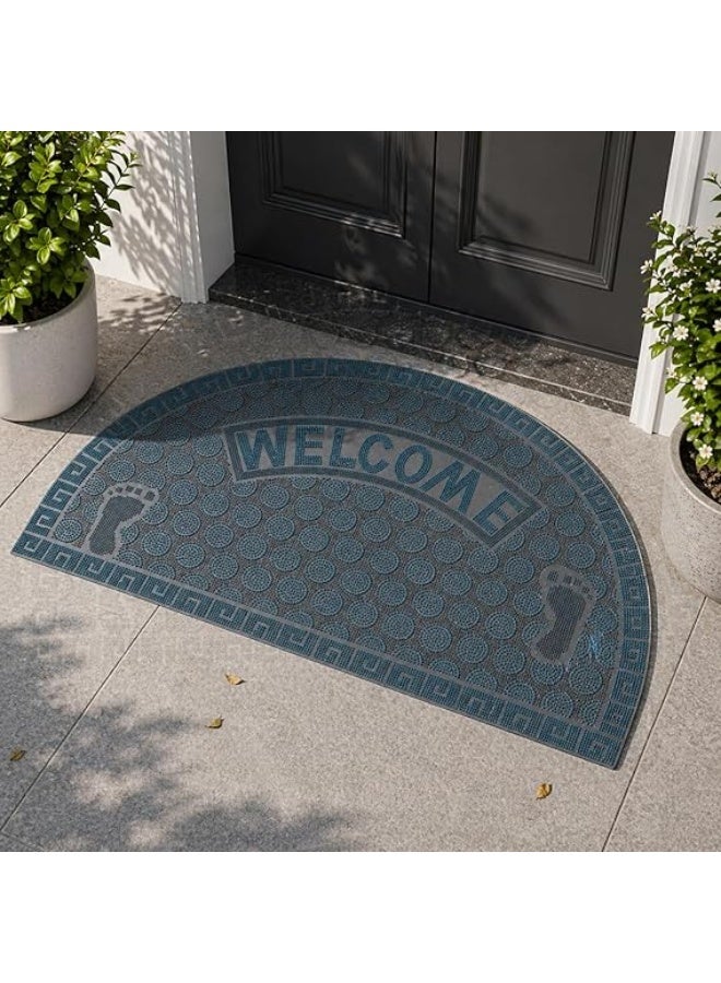 Non-slip semi-circular welcome mat – rubber entrance mat for dirt collection and shoe cleaning, for indoor and outdoor use - Image 5