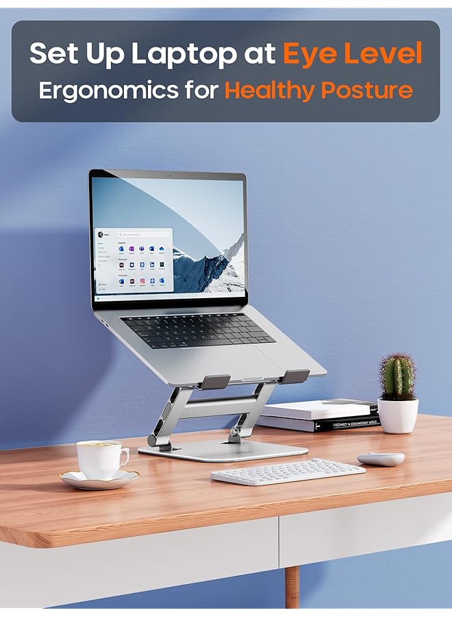 PEGANT Adjustable Foldable Laptop Stand For Desk Ergonomic Portable Aluminum 10 16 Inch Laptop Organizer Lightweight Notebook Holder For Home Office Travel Compatible With Macbook Dell Hp Lenovo Asus - Image 2