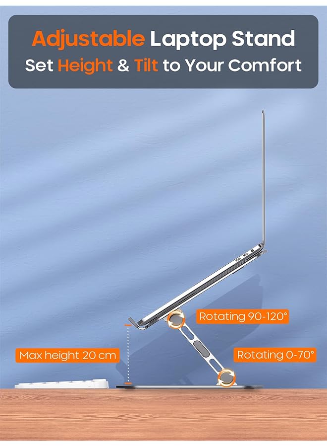 PEGANT Adjustable Foldable Laptop Stand For Desk Ergonomic Portable Aluminum 10 16 Inch Laptop Organizer Lightweight Notebook Holder For Home Office Travel Compatible With Macbook Dell Hp Lenovo Asus - Image 3