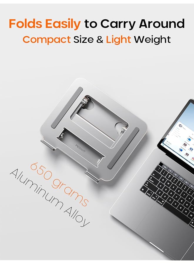 PEGANT Adjustable Foldable Laptop Stand For Desk Ergonomic Portable Aluminum 10 16 Inch Laptop Organizer Lightweight Notebook Holder For Home Office Travel Compatible With Macbook Dell Hp Lenovo Asus - Image 4
