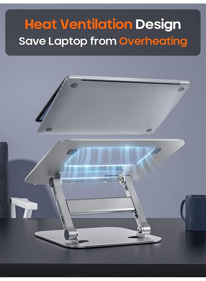 PEGANT Adjustable Foldable Laptop Stand For Desk Ergonomic Portable Aluminum 10 16 Inch Laptop Organizer Lightweight Notebook Holder For Home Office Travel Compatible With Macbook Dell Hp Lenovo Asus - Image 5