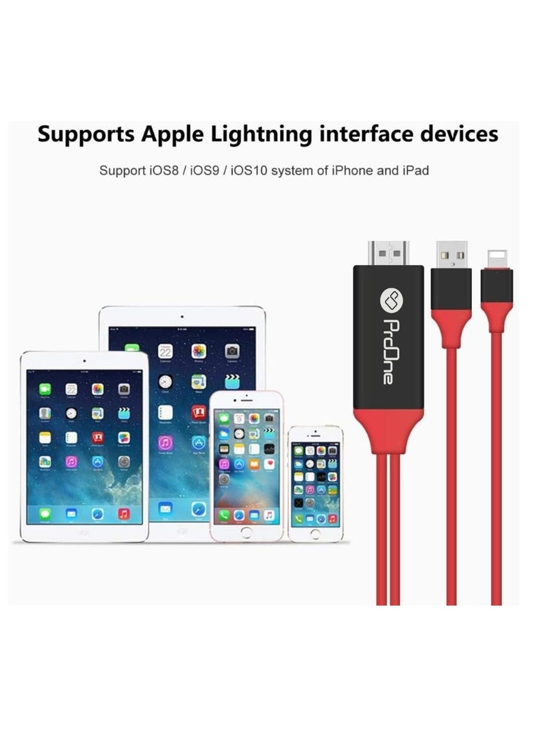 ProOne ProOne PCH75 Lightning to HDTV Cable - Full HD 1080p - Connect iPhone/iPad to TV, Plug & Play, Fast Charging, 180cm (6ft)  - Image 5