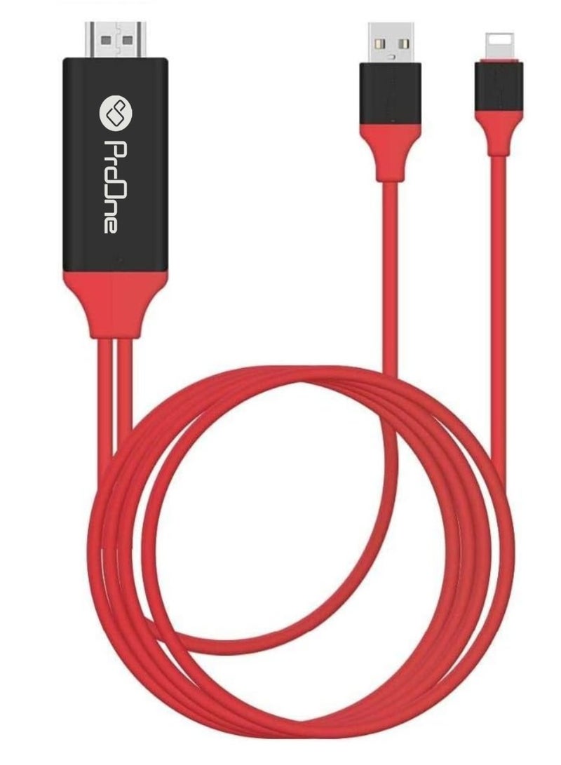 ProOne ProOne PCH75 Lightning to HDTV Cable - Full HD 1080p - Connect iPhone/iPad to TV, Plug & Play, Fast Charging, 180cm (6ft)  - Image 1