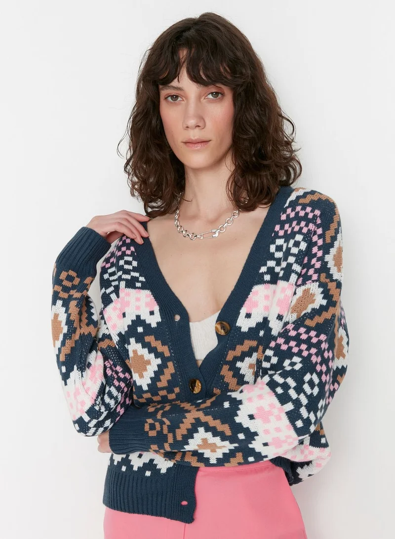 trendyol Jacquard Knitted Cardigan