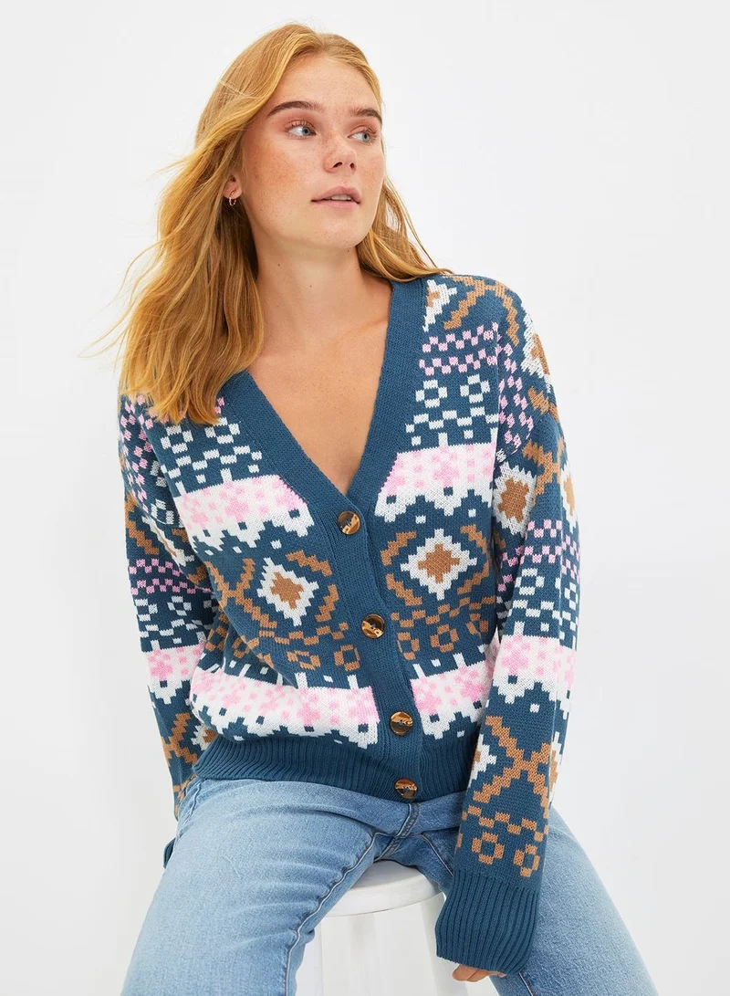 trendyol Jacquard Knitted Cardigan