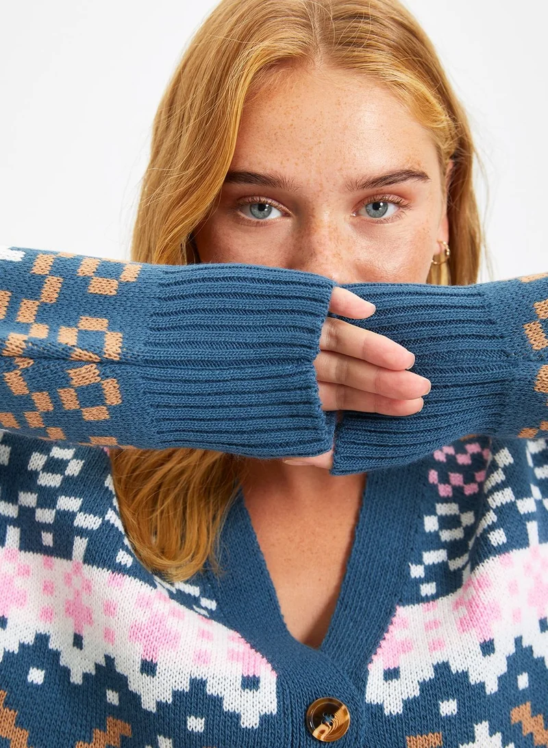 trendyol Jacquard Knitted Cardigan