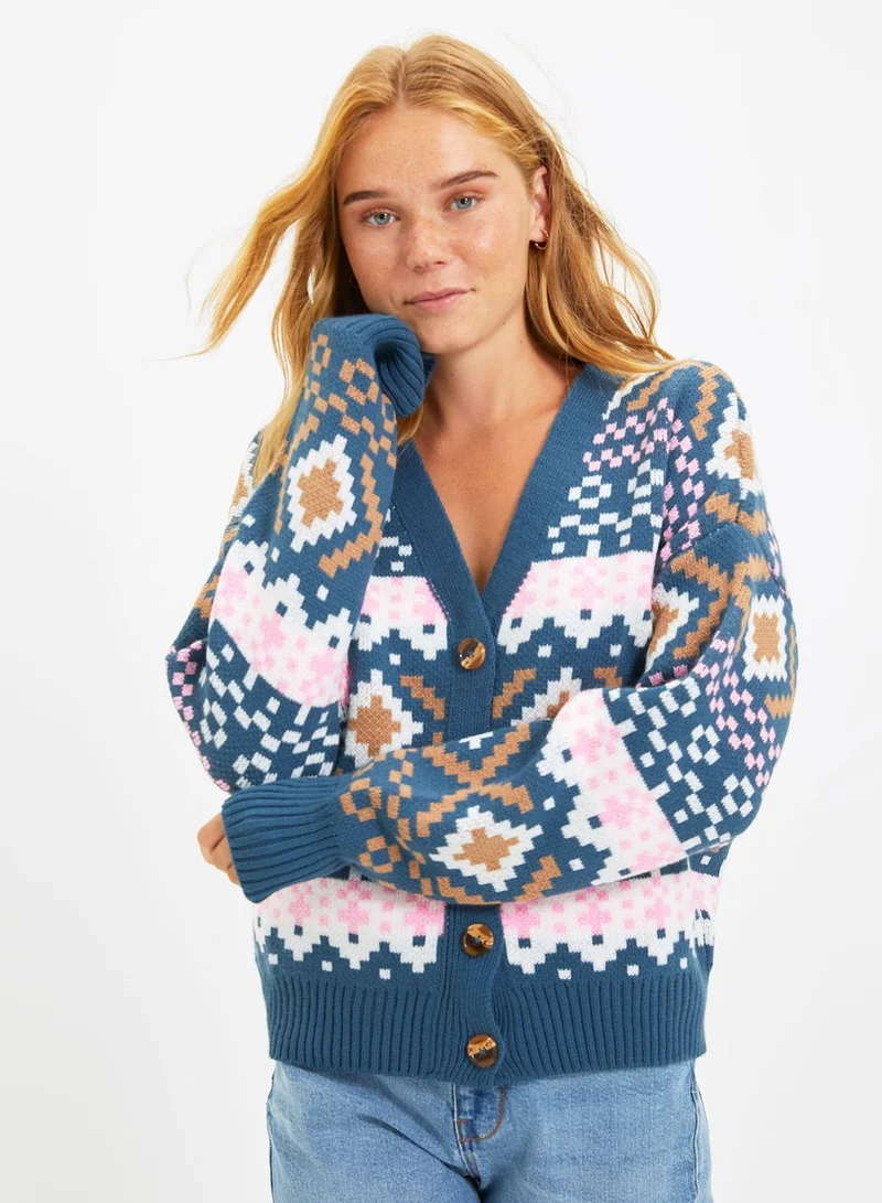 trendyol Jacquard Knitted Cardigan