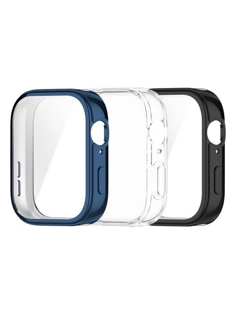 3 PCS Soft TPU Screen Protector Cover Case for HUAWEI Watch Fit 3 Black,Clear and Blue