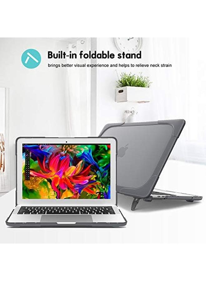 Procases Macbook Air 13 Inch Case 2020 2019 2018 Release A2337 M1 A2179 A1932 Heavy Duty Slim Hard Shell Protective Cover With Fold Kickstand For Macbook Air 13 Retina With Touch Id Grey - Image 3