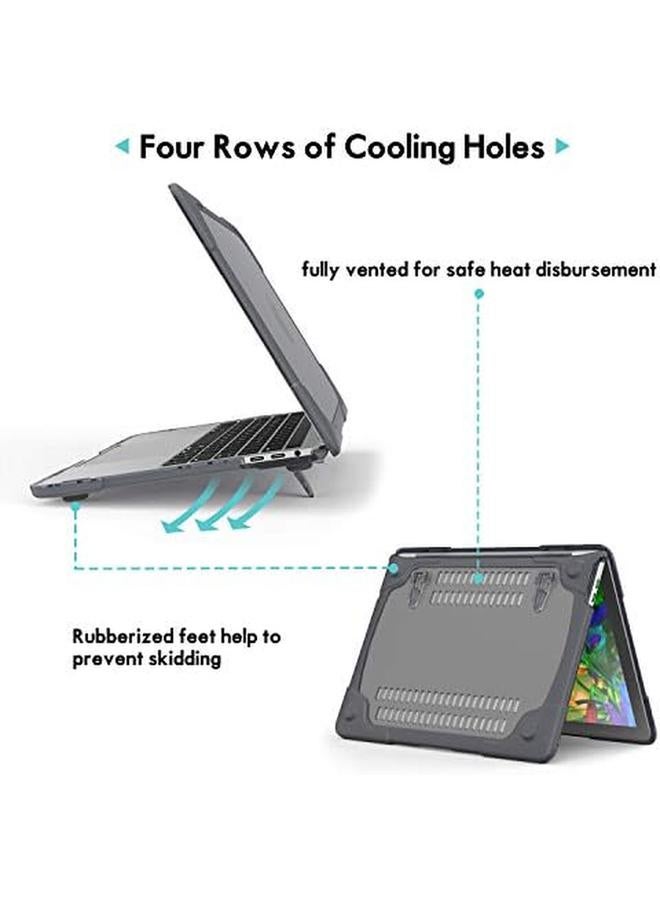 Procases Macbook Air 13 Inch Case 2020 2019 2018 Release A2337 M1 A2179 A1932 Heavy Duty Slim Hard Shell Protective Cover With Fold Kickstand For Macbook Air 13 Retina With Touch Id Grey - Image 4