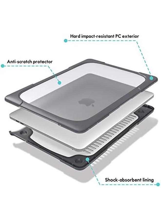 Procases Macbook Air 13 Inch Case 2020 2019 2018 Release A2337 M1 A2179 A1932 Heavy Duty Slim Hard Shell Protective Cover With Fold Kickstand For Macbook Air 13 Retina With Touch Id Grey - Image 5