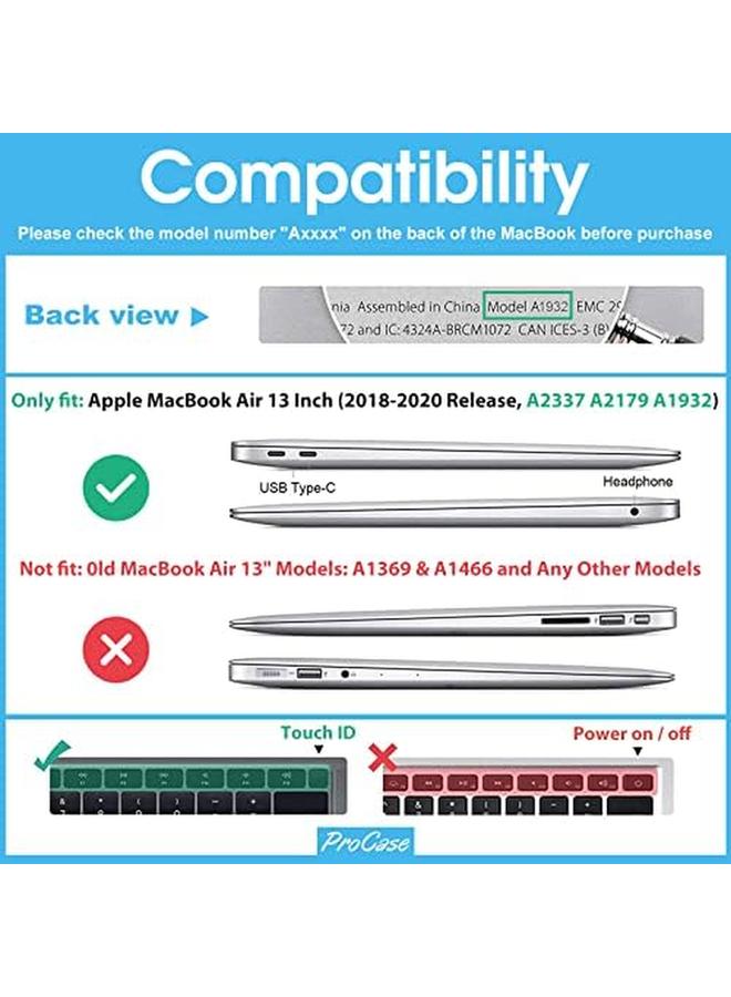 Procases Macbook Air 13 Inch Case 2020 2019 2018 Release A2337 M1 A2179 A1932 Heavy Duty Slim Hard Shell Protective Cover With Fold Kickstand For Macbook Air 13 Retina With Touch Id Grey - Image 1