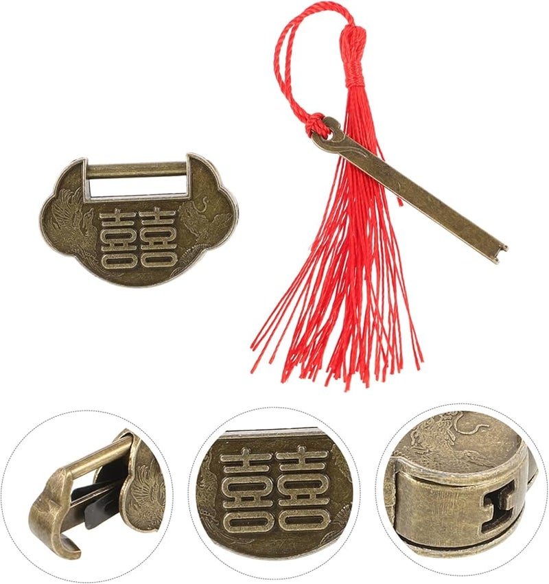 Vintage Zinc Alloy Padlock Antique Decorative Latch for Wooden Box Jewelry Cabinet Storage Chest - Image 3