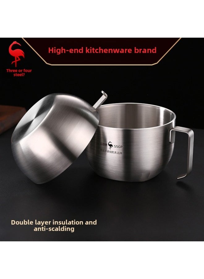 Generic - Three Or Four Steel Instant Noodle Bowl With Lid Stainless Steel Lunch Box Lunch Box Student Canteen Insulation Anti-scald Fast Food Cup-Specifications:Frankfurt Fast Food Bowl: Double Layer (304 Steel: Rice Bowl, Large Soup Bowl) - Image 1