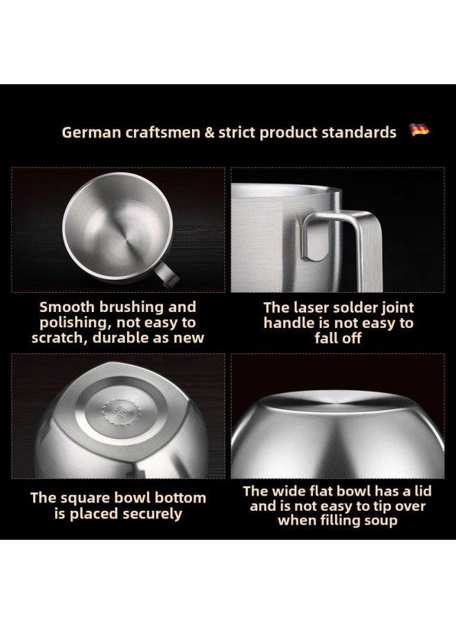 Generic - Three Or Four Steel Instant Noodle Bowl With Lid Stainless Steel Lunch Box Lunch Box Student Canteen Insulation Anti-scald Fast Food Cup-Specifications:Frankfurt Fast Food Bowl: Double Layer (304 Steel: Rice Bowl, Large Soup Bowl) - Image 1