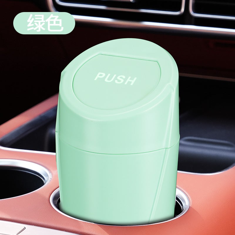 Generic Multi-Functional Car Bin with Lid Mini Trash Can [light green] car trash can 