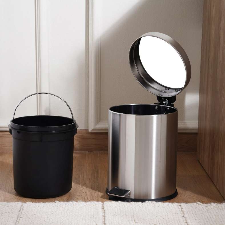 Pan Home Daily Soft Close Metal Pedal Bin 22.5x16.8x25.7cm 3L - Chrome - 263AIC9901990 - Image 5