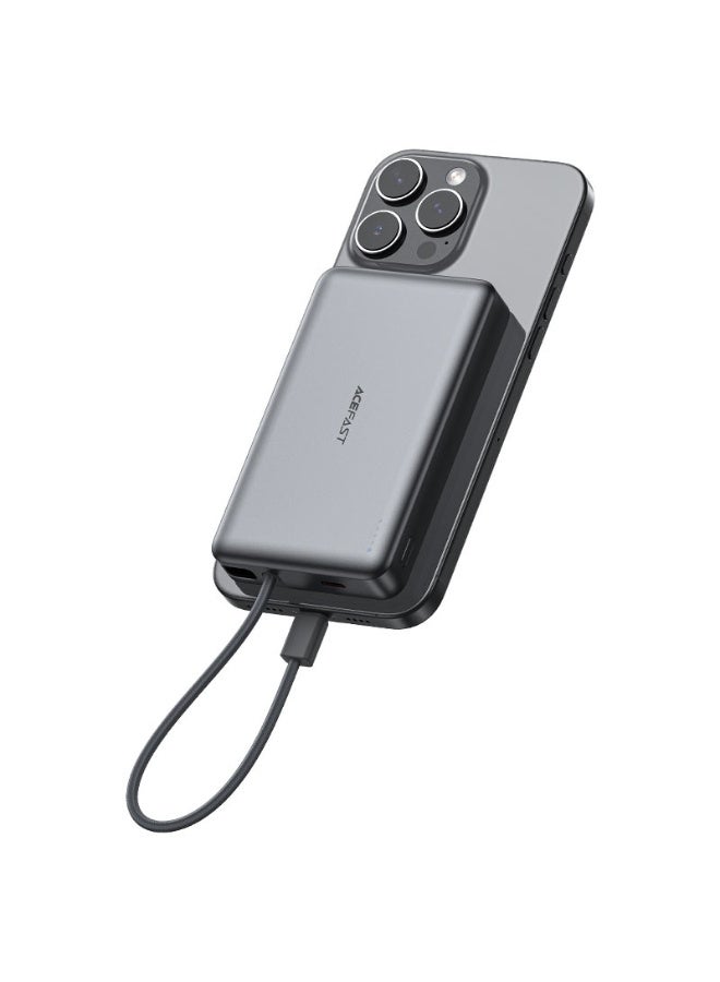 ACEFAST Power Bank 10000mAh Magnetic Wireless Charger, Fast Charging PD 22.5W, With USB-C cable, 1USB-C port – input and output, LED indicator, (M18) - Black - Image 2