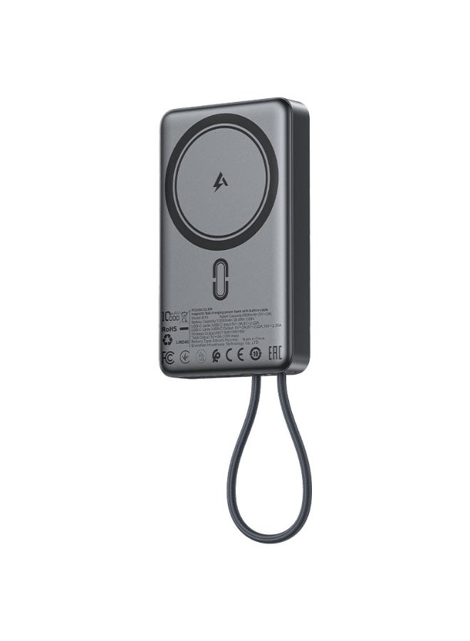 ACEFAST Power Bank 10000mAh Magnetic Wireless Charger, Fast Charging PD 22.5W, With USB-C cable, 1USB-C port – input and output, LED indicator, (M18) - Black - Image 5