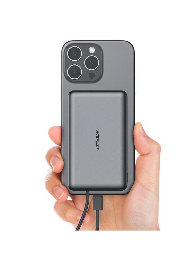 ACEFAST Power Bank 10000mAh Magnetic Wireless Charger, Fast Charging PD 22.5W, With USB-C cable, 1USB-C port – input and output, LED indicator, (M18) - Black - Image 3