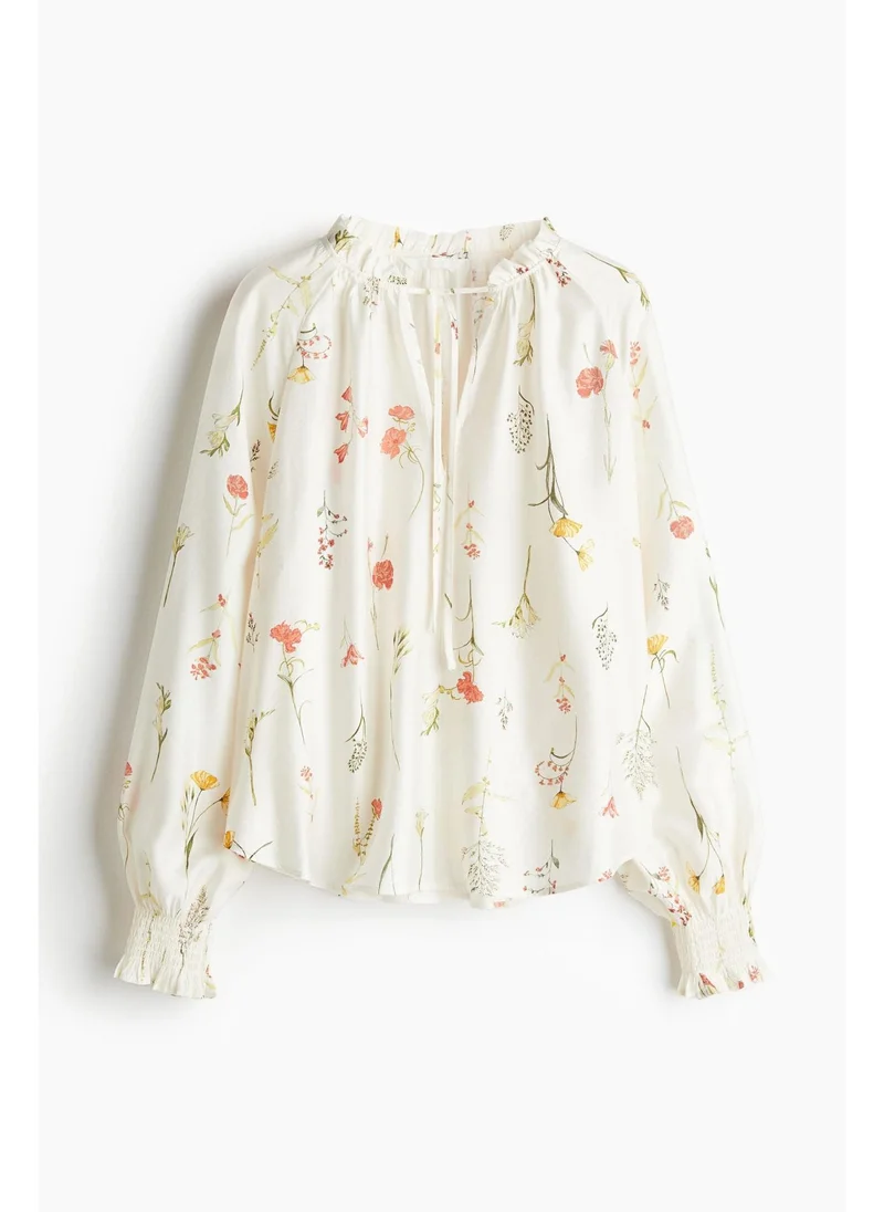 H&M Oversized tie-neck blouse