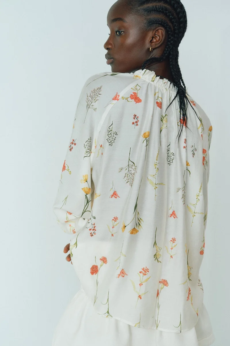 H&M Oversized tie-neck blouse