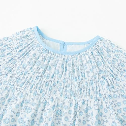 Simplee kids Baby Toddler Girls Fresh Floral Dress Toddler Girls Ruffled Casual Light Blue Dress Playwear Sundress for Summer 2T - Image 3