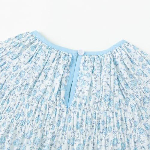 Simplee kids Baby Toddler Girls Fresh Floral Dress Toddler Girls Ruffled Casual Light Blue Dress Playwear Sundress for Summer 2T - Image 5