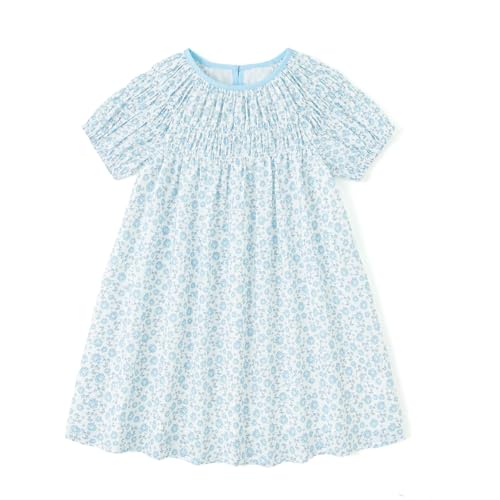 Simplee kids Baby Toddler Girls Fresh Floral Dress Toddler Girls Ruffled Casual Light Blue Dress Playwear Sundress for Summer 2T - Image 1