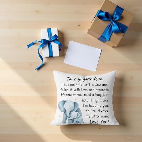 HERHOME to My Grandson Throw Pillow Cover, Grandson Gifts from Grandma Grandparents, 18 x 18 Inch Soft Birthday Christmas Cushion Case Gifts for Boys, I Love You - Image 5