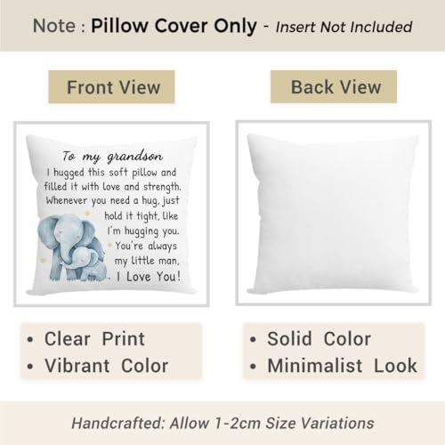 HERHOME to My Grandson Throw Pillow Cover, Grandson Gifts from Grandma Grandparents, 18 x 18 Inch Soft Birthday Christmas Cushion Case Gifts for Boys, I Love You - Image 2