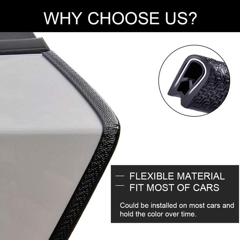 Winunite 32.8Ft(10M) Car Door Edge Guards Black, Fits Most Vehicles, No Glue Required, Fade-Resistant, U-Shaped Automotive Trim Car Door Edge Protector for Trucks SUV Sedans - Image 5