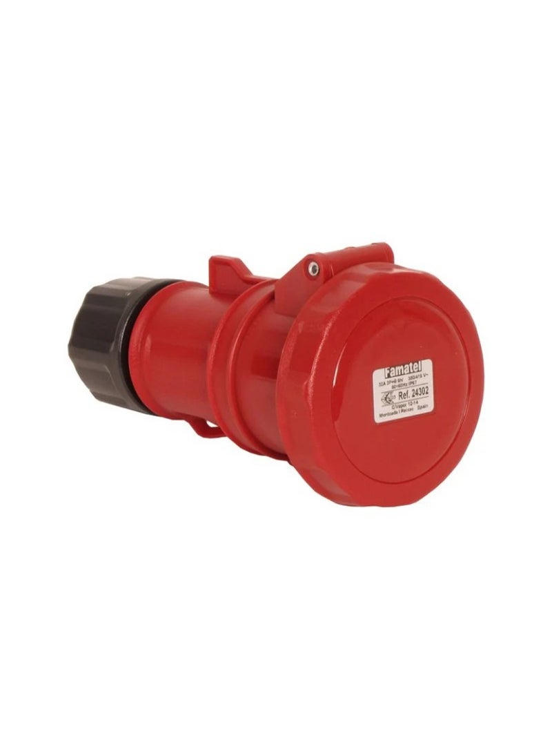 Famatel 32A 4 Pin 415V IP67 Industrial Coupler Connector – 3P+E Weatherproof Socket – Model 24302