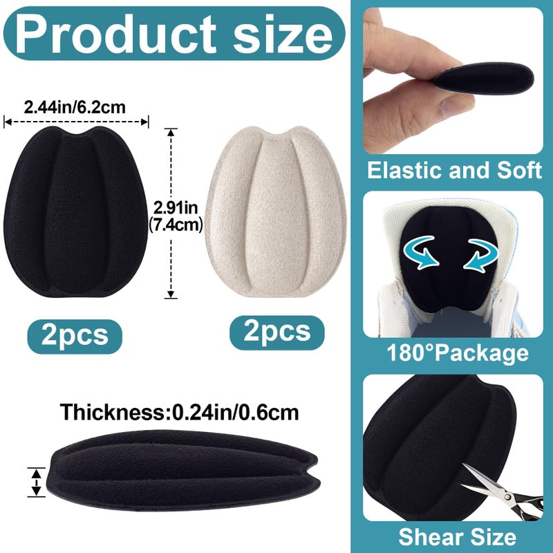 Adullpony Non-Slip Tongue Pads - Shoe Fillers for Too Big Shoes Women & Men - 4 Pairs Heel Grips Inserts for Boots, High Heels, Sneakers - Image 3