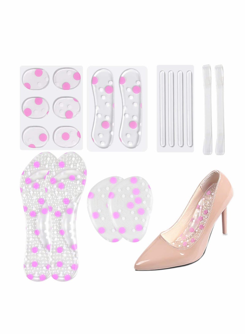 Zikra High Heel Pads, Gel Insoles Ball of Foot Cushion Pad, Anti-Slip Heel Grips Metatarsal Pads, Forefoot Shoe Cushion Silicone Insert Feet Protect Sticker for Women Shoes High Heel Pain Relief 18Pcs - Image 1