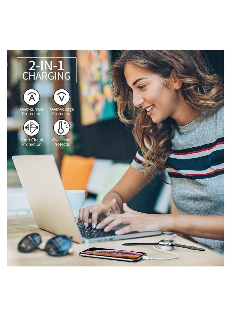 For Apple Watch Charger Magnetic Charging Cable, 2 In 1 iPhone Watch Charger Cord 4.9 Ft For Apple Watch Series Se/7/6/5/4/3/2/1 Iphone 13/12/11 Pro Max/Xs Max/Xr/Xs/X - Image 3