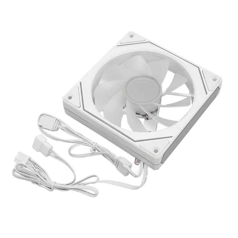 Computer Cooling Fan ARGB PWM Temperature Control High Airflow Silent Chassis Cooling Fan for CPU Cooler Computer Case Reverse Fan Blade, White - Image 2
